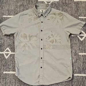 Vissla Men's Gray Floral Short Sleeve Shirt